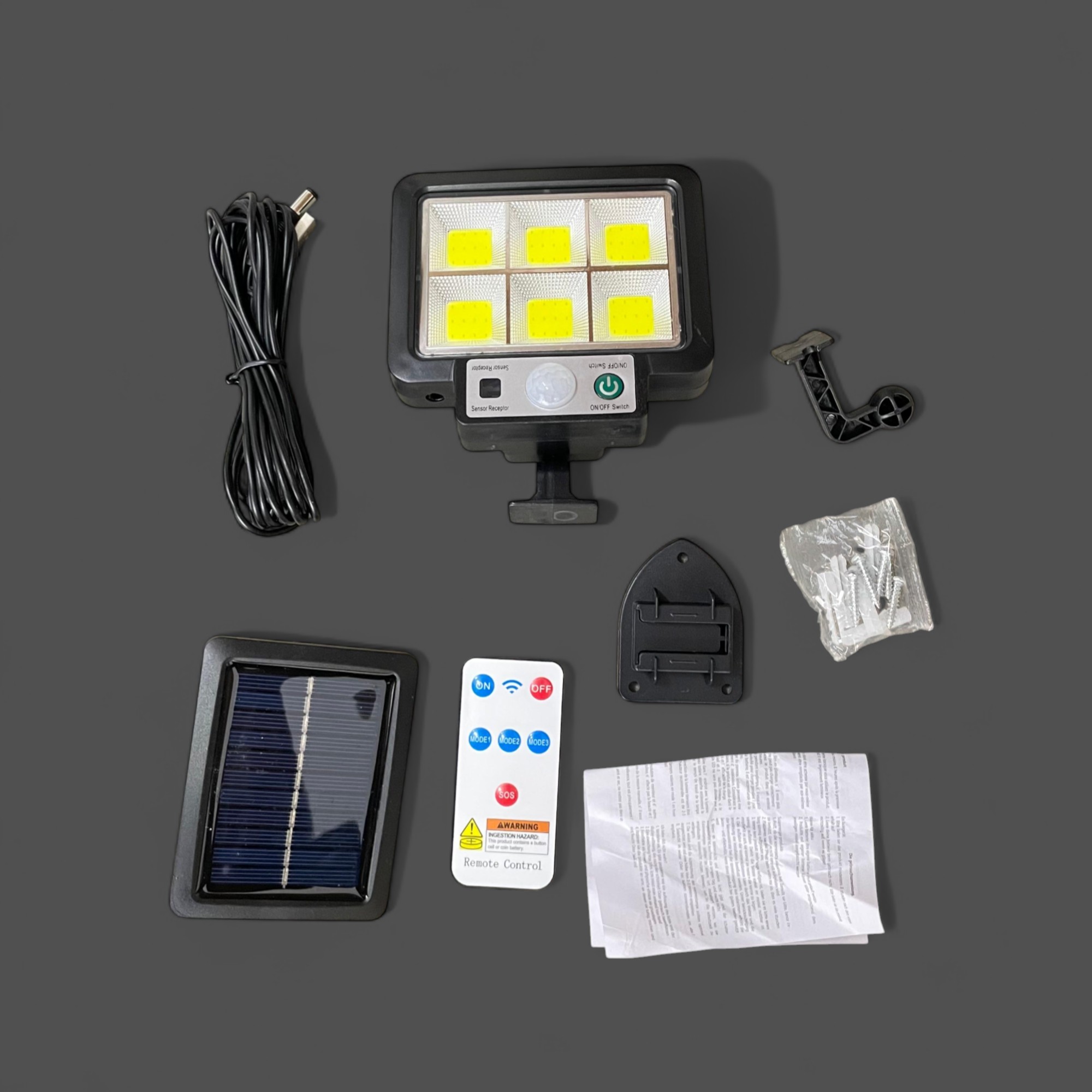 Gambar produk JING XIN Lampu Dinding Solar Sensor PIR Weatherproof 1000LM Cool White 108 LED - JX-F