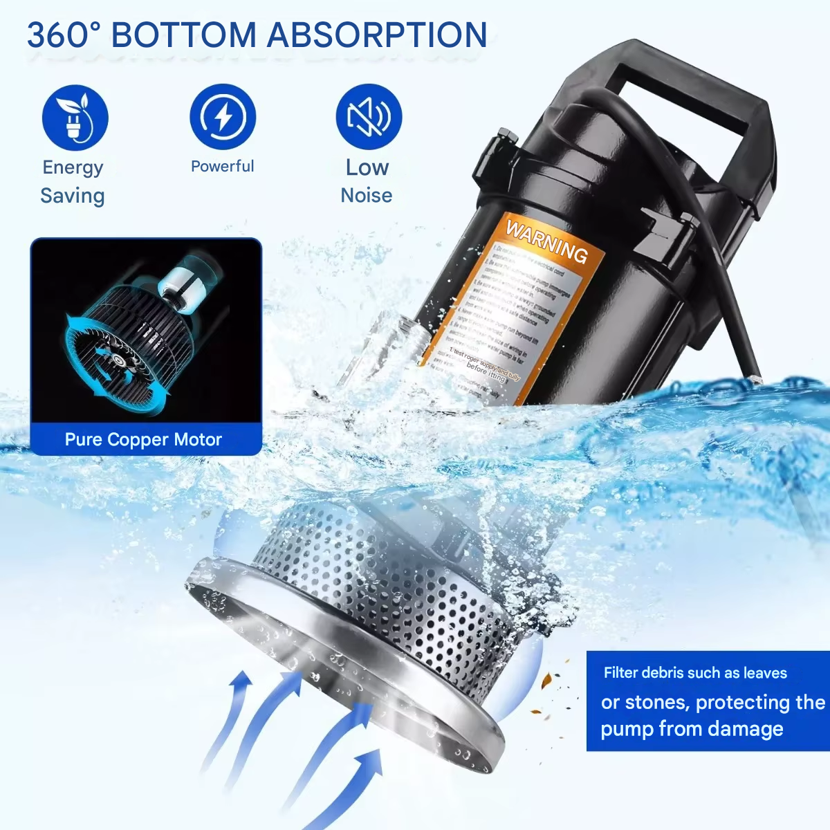 Gambar produk Merion Pompa Air Submersible Water Pump Stainless Steel 220V 370W - QDX3