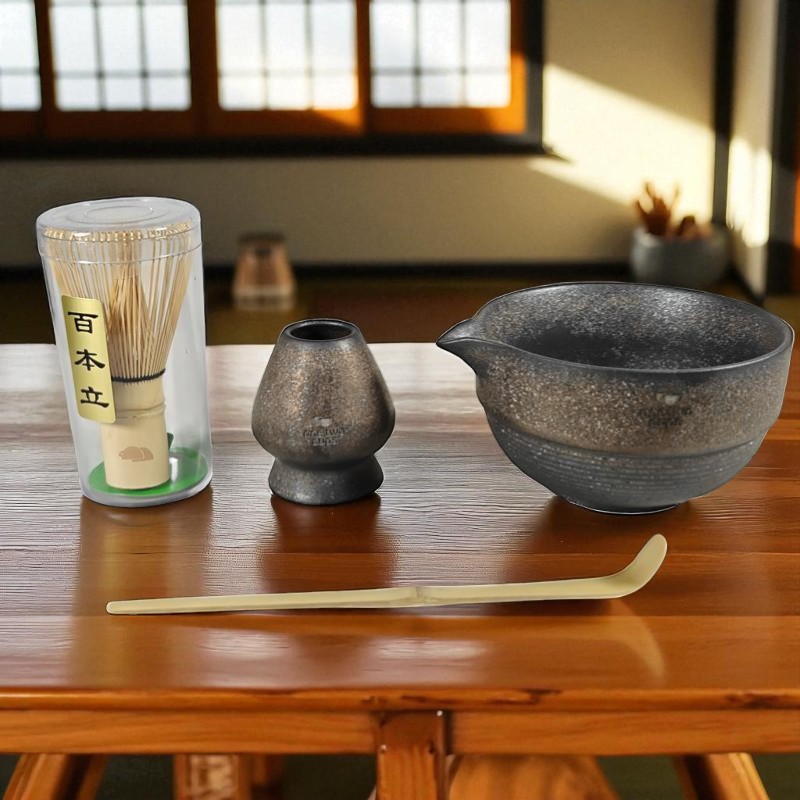 Gambar produk One Two Cups Chasen Bamboo Whisk Matcha Teh Set 4in1 Chawan Chashaku - N41