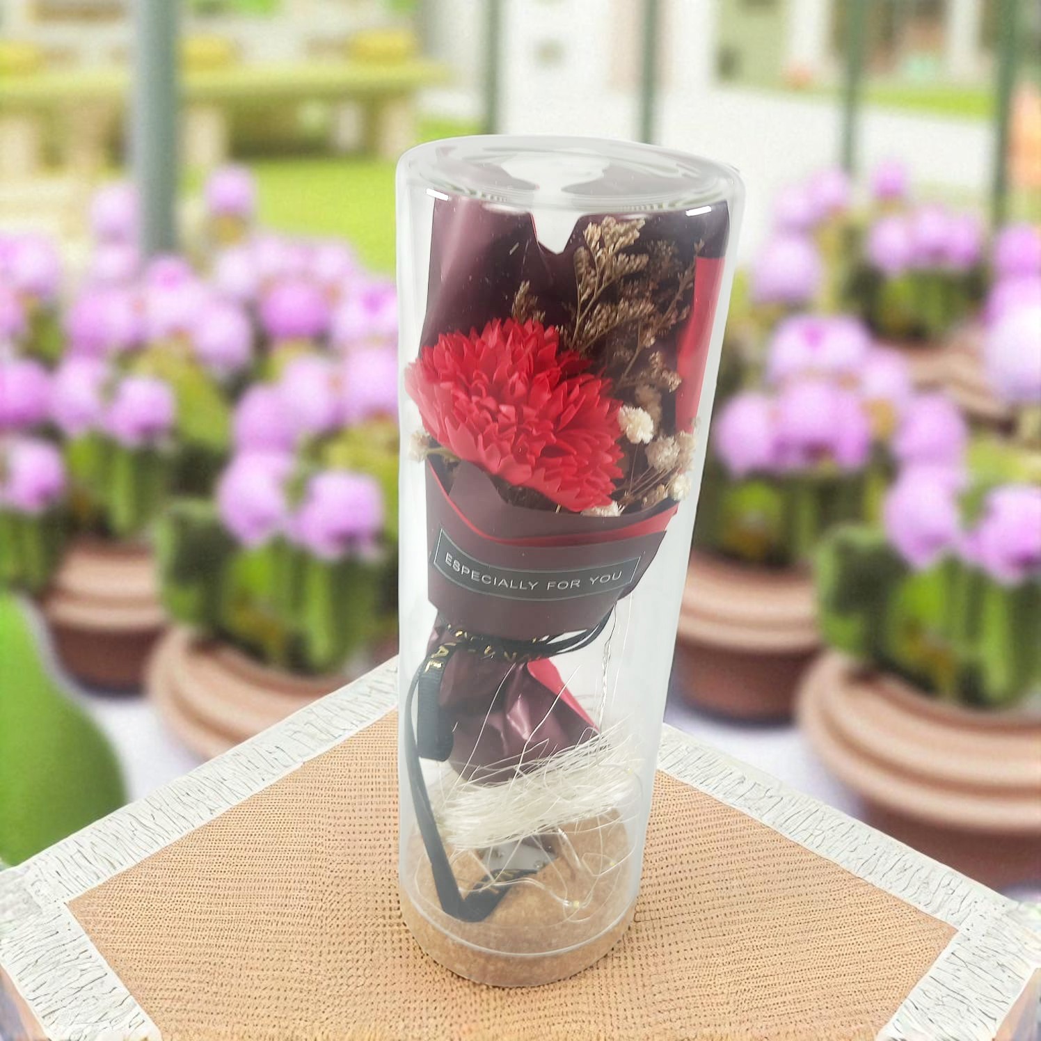Gambar produk AINYROS Lampu Bunga Dekorasi LED Eternal Flower Dome Glass Cover Carnation - AN2185