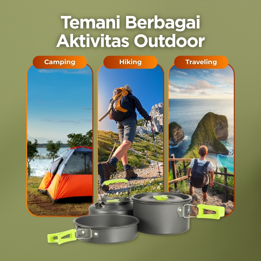 Gambar produk AstaGear Alat Masak Outdoor Camping Nesting Cooking Aluminium 7 in 1 - DS-308