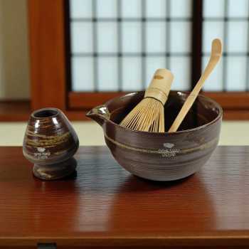 One Two Cups Chasen Bamboo Whisk Matcha Teh Set 4in1 Chawan Chashaku - N41