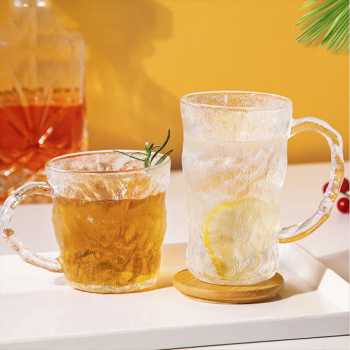 Gambar produk Qianli Gelas Kaca Tea Soda Glass Ice Glacier Hammer Pattern 330ml - ZB129