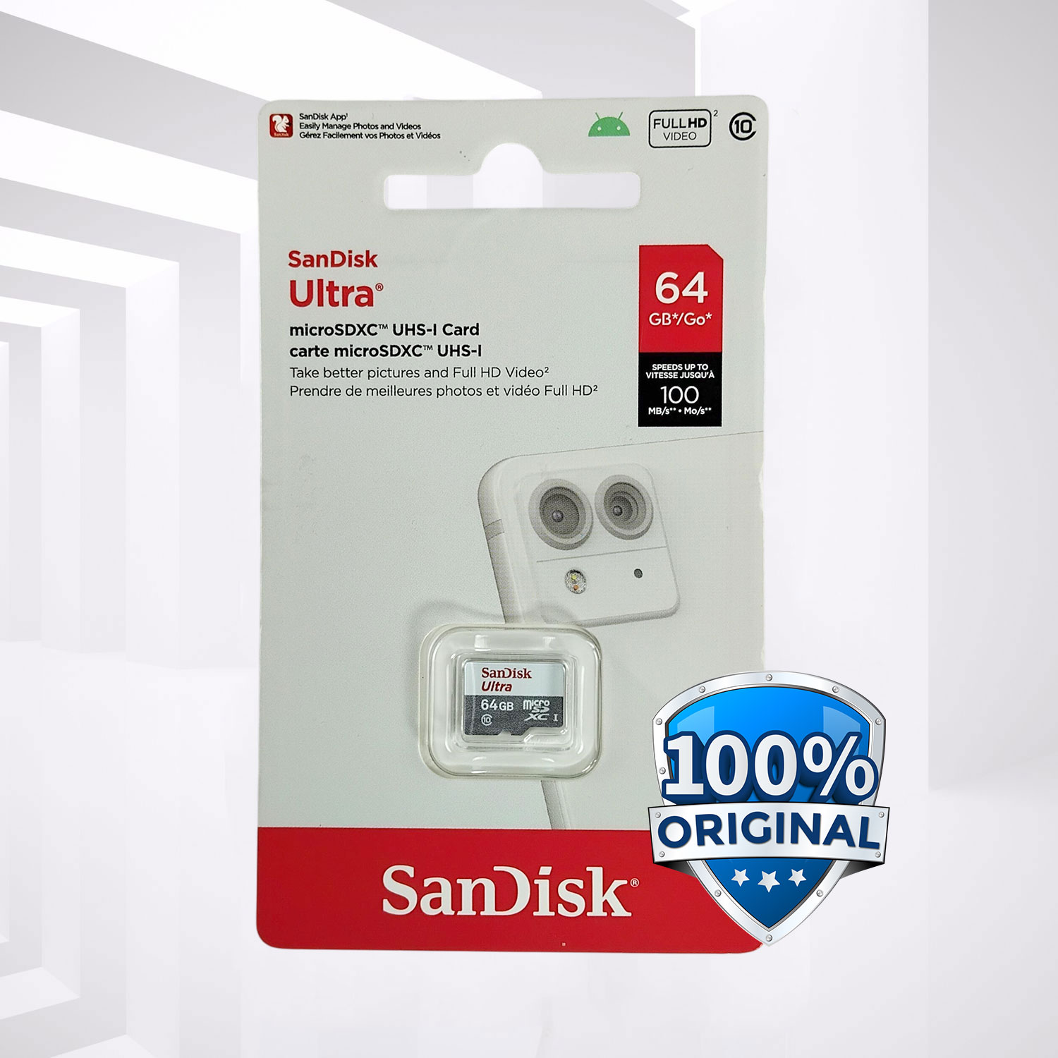 Gambar produk SanDisk Ultra microSDHC/SDXC UHS-I Class 10 100MB/s 64GB - SDSQUNR