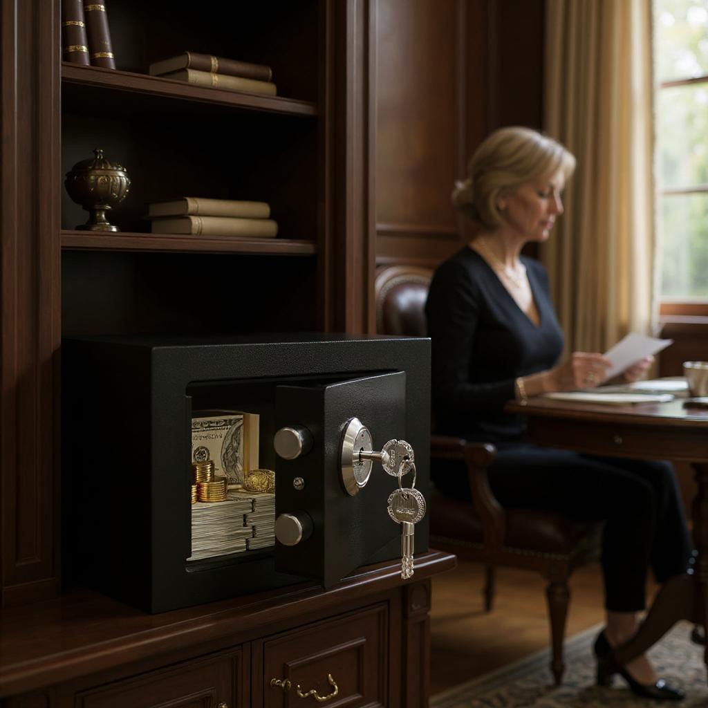 Gambar produk DEBOX Kotak Brankas Hotel Mini Home Safe Deposit Box Tanpa Lubang Koin - DE501