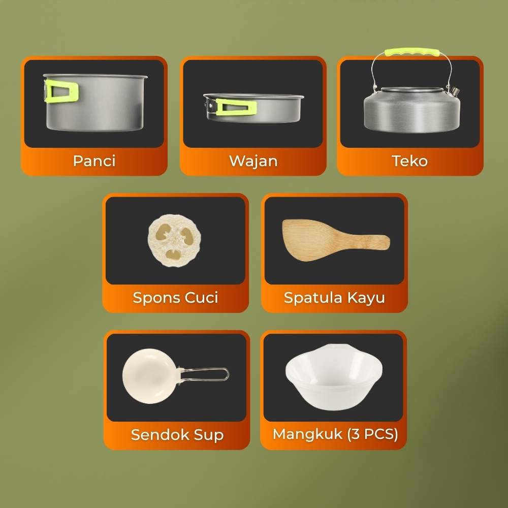 Gambar produk AstaGear Alat Masak Outdoor Camping Nesting Cooking Aluminium 7 in 1 - DS-308