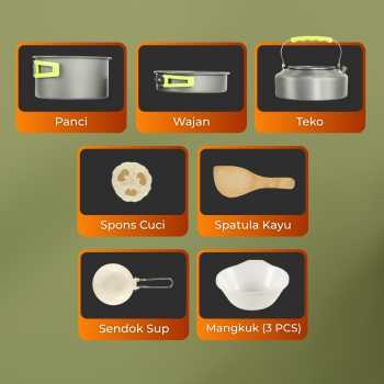 Gambar produk AstaGear Alat Masak Outdoor Camping Nesting Cooking Aluminium 7 in 1 - DS-308