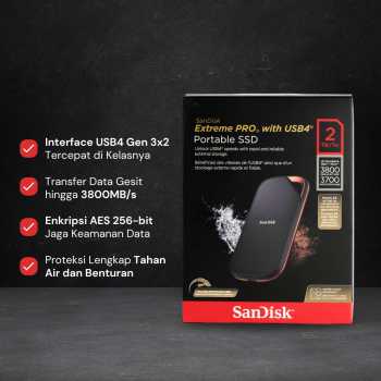 Gambar produk SanDisk Extreme PRO Portable SSD 3800MB/s USB Type C 4.0 2TB - SDSSDE82
