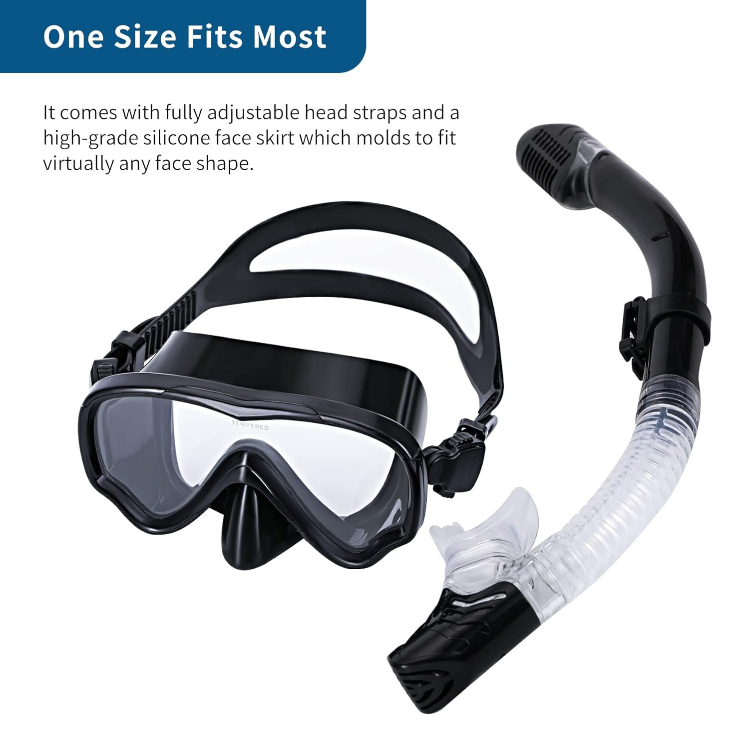 Gambar produk UDO Kacamata Selam Snorkeling Tempered Glass Diving Googgles Unisex - U-16