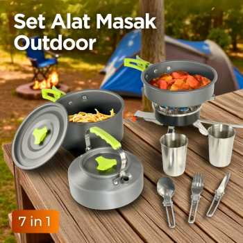 Yofeil Set Alat Masak Outdoor Camping Nesting Cooking Set Aluminium - DS-308