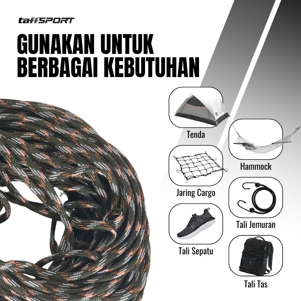 Gambar produk TaffSPORT Tali Paracord Tenda Camping Adventure 7 Core 4mm 31M - SS01