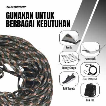 Gambar produk TaffSPORT Tali Paracord Tenda Camping Adventure 7 Core 4mm 31M - SS01