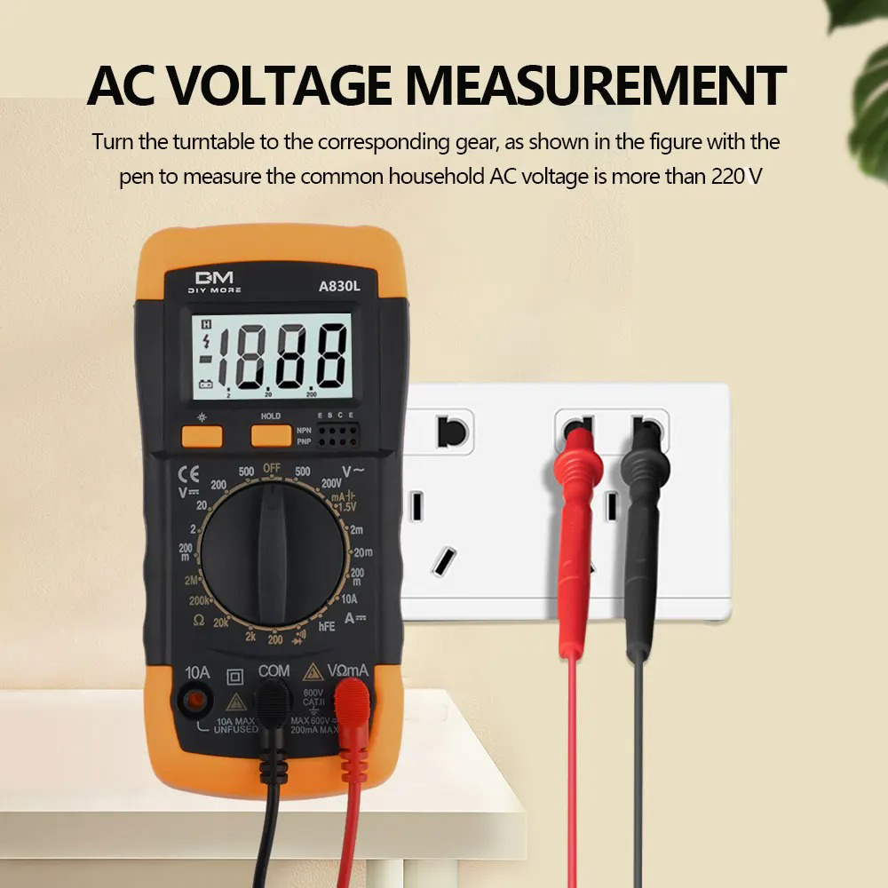 Gambar produk Digital Multimeter AC DC Volt Current Tester LCD Display - A830L