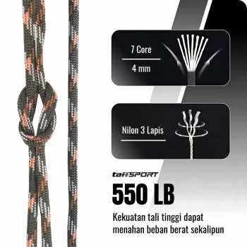 Gambar produk TaffSPORT Tali Paracord Tenda Camping Adventure 7 Core 4mm 31M - SS01