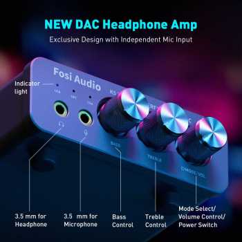 Gambar produk Fosi Audio Amplifier Mini HiFi Stereo Gaming DAC USB OPT AUX 3.5mm - K5 PRO