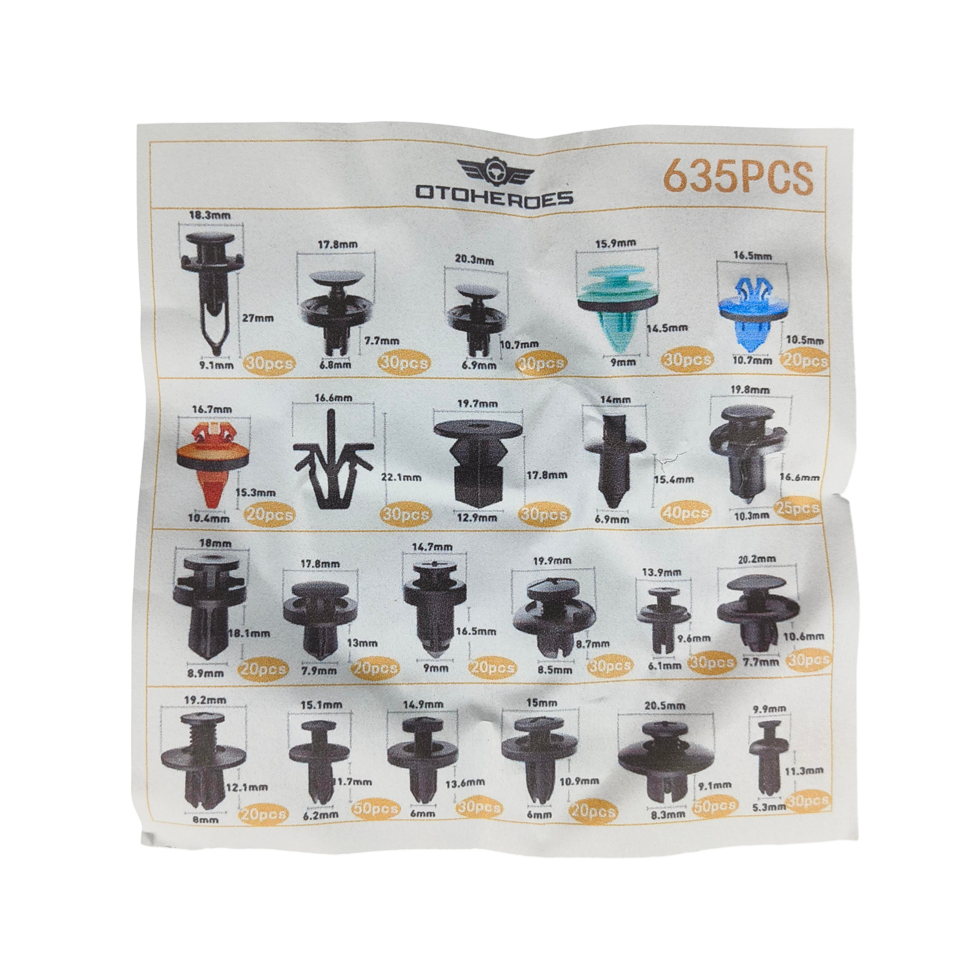Gambar produk OTOHEROES Kancing Klip Mobil Baut Rivet Trim Retainer Clip 635 PCS - YH63
