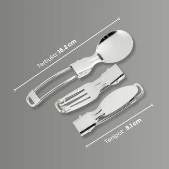 Gambar produk KNIFEZER Set Alat Makan Sendok Garpu Pisau Lipat Portable Cutlery - AOTU