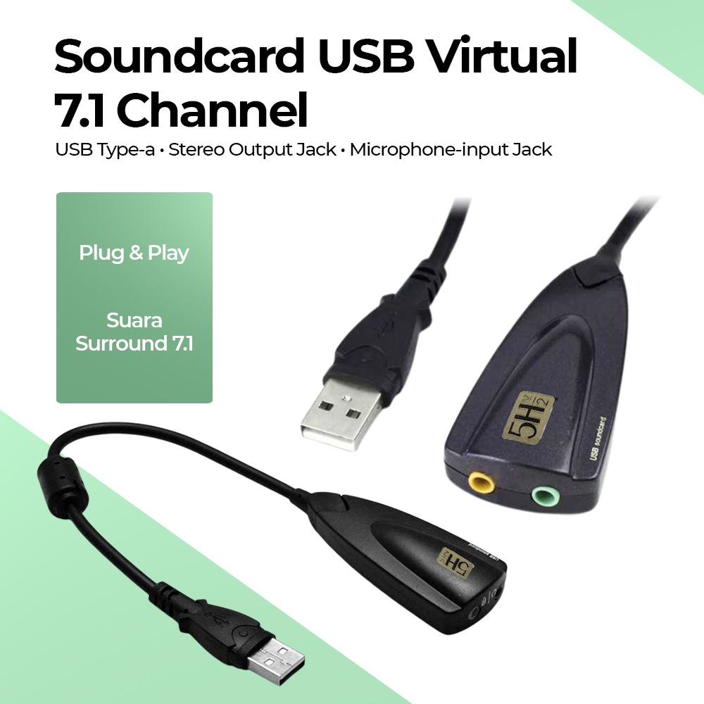 Gambar produk Soundcard USB Virtual 7.1 Channel dengan Chipset China - 5Hv2