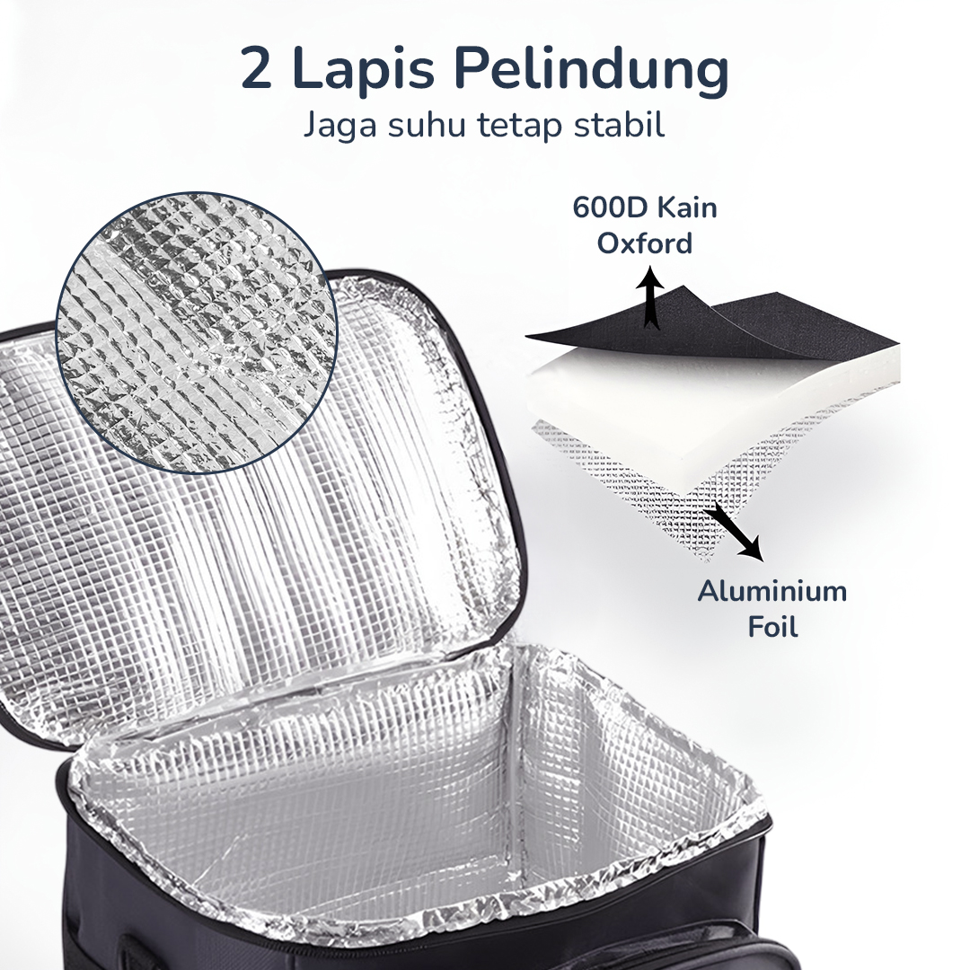 Gambar produk MYLO Tas Bekal Tahan Panas Dingin Insulated Cooler Bag 27.5x20x22.5cm - M457A