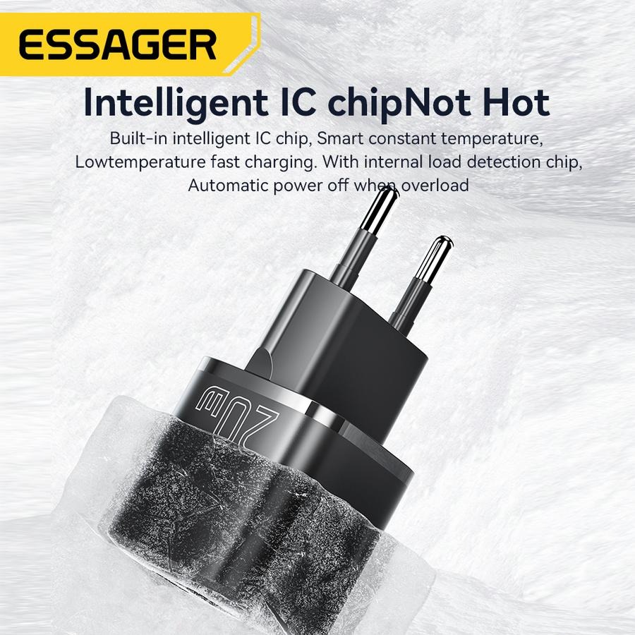 Gambar produk ESSAGER Kepala Charger Dual Port GaN Fast Charging PD 20W - ECTAC-HMB01-P