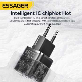 Gambar produk ESSAGER Kepala Charger Dual Port GaN Fast Charging PD 20W - ECTAC-HMB01-P