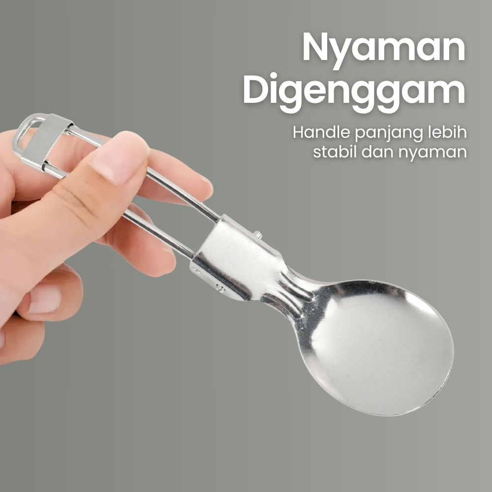 Gambar produk KNIFEZER Set Alat Makan Sendok Garpu Pisau Lipat Portable Cutlery - AOTU