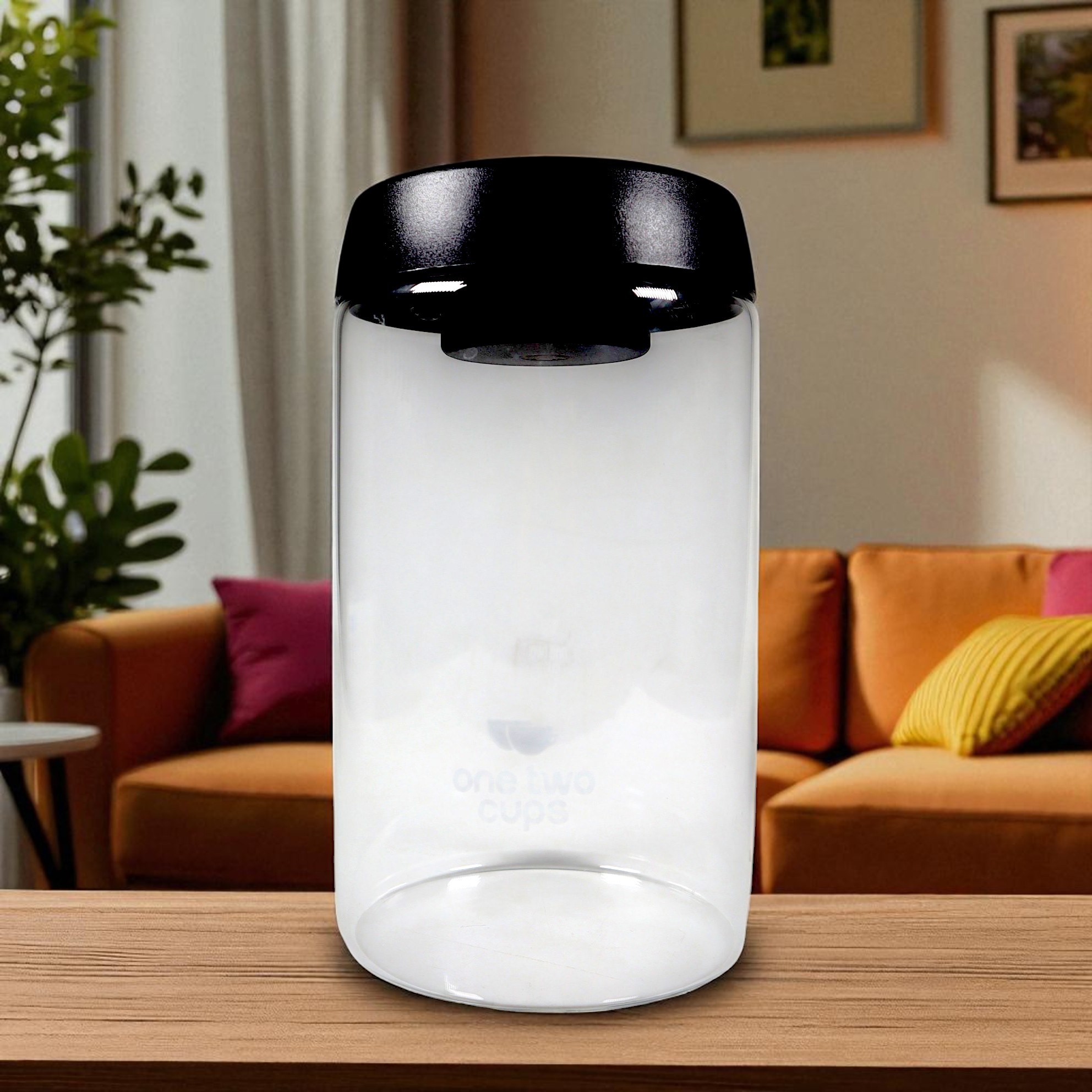 Gambar produk One Two Cups Toples Kaca Penyimpanan Biji Kopi Vacuum Sealed Lid 1.2L - SE41