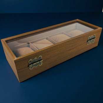 Gambar produk WBOX Kotak Jam Tangan Storage Organizer Wooden Elegant Watch Box 4 Slot - SKW148/SKW147