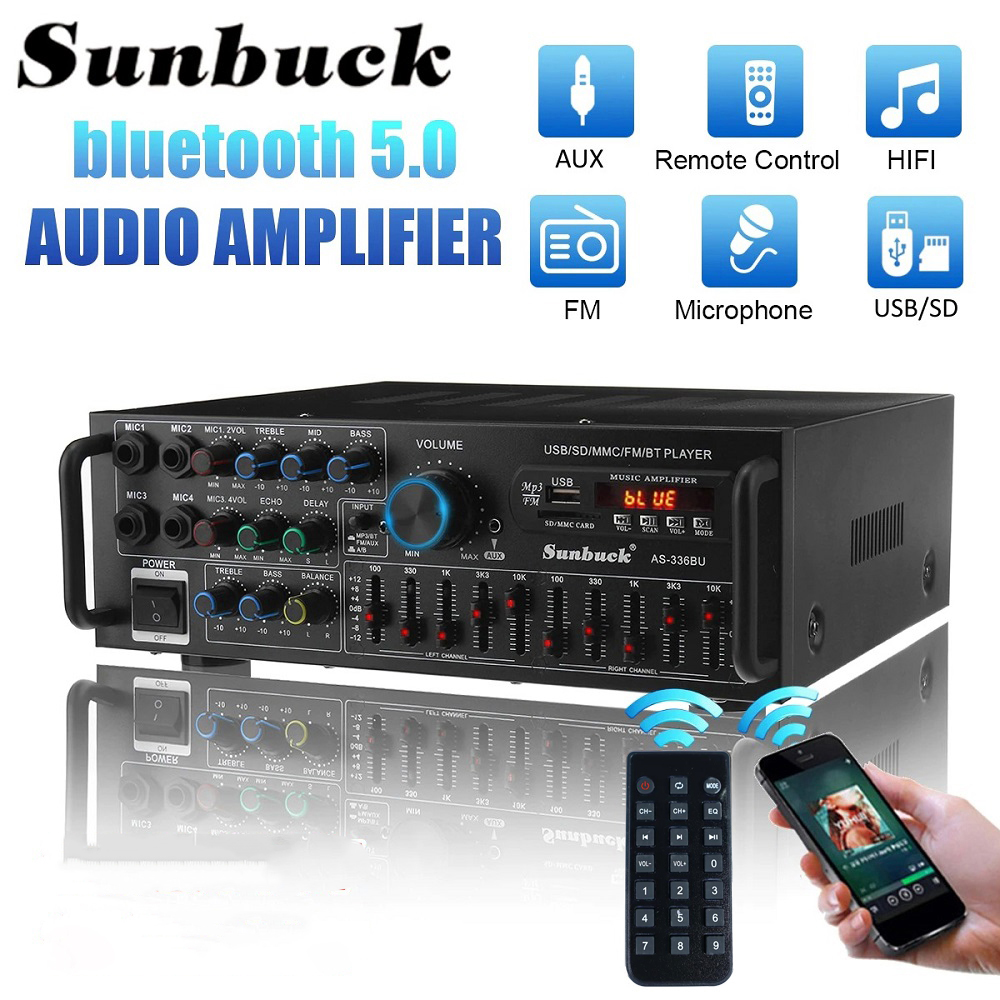 Gambar produk Sunbuck Audio Amplifier Bluetooth EQ Karaoke FM Radio 2000W - AS-336BU