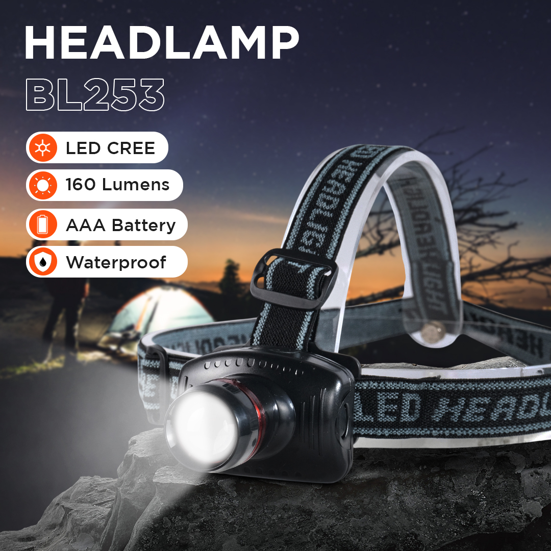 Gambar produk TRLIFE Senter Kepala Headlamp LED CREE Telescopic Zoom 3W 160 Lumens - BL253