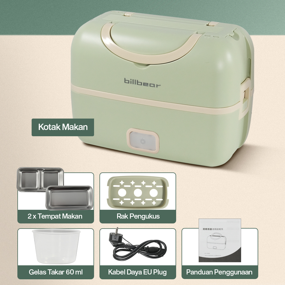 Gambar produk BILLBEAR Kotak Makan Pemanas Elektrik Double Layer Lunch Box 2 Bowl 2L - BE-FH888