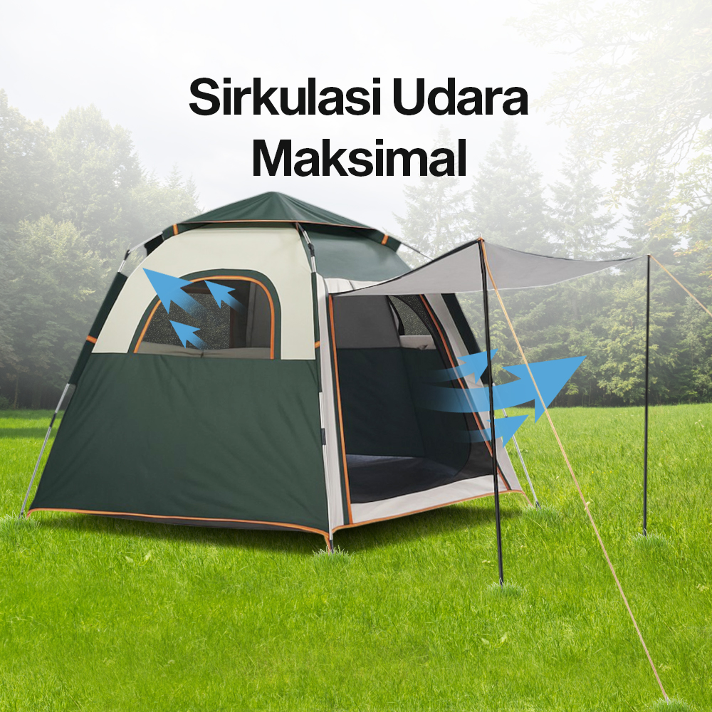 Gambar produk AstaGear Tenda Camping Lipat Otomatis 5-8 Orang Double Layer Rainproof - SH-015