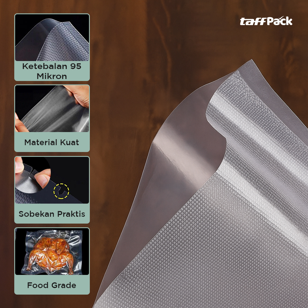 Gambar produk TaffPACK Plastik Vacuum Makanan Sealer Storage Bag 100 PCS 28x50cm - HK-08