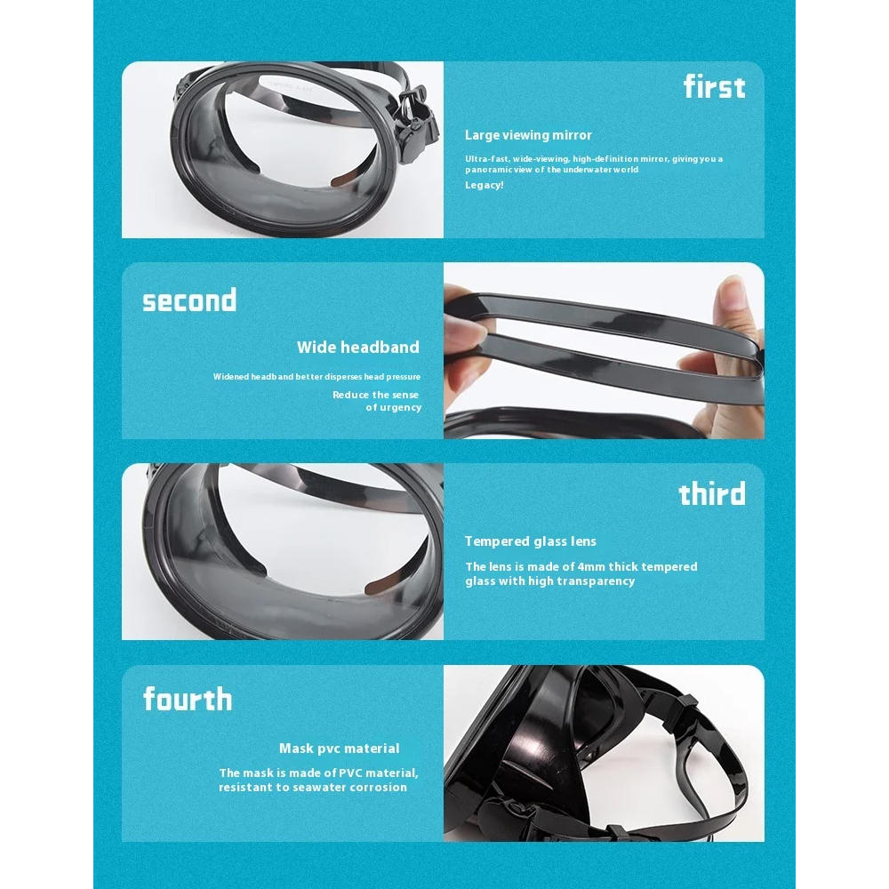 Gambar produk MOJOY Kacamata Selam Oval Diving Mask Scuba Freediving Tempered Glass - M17
