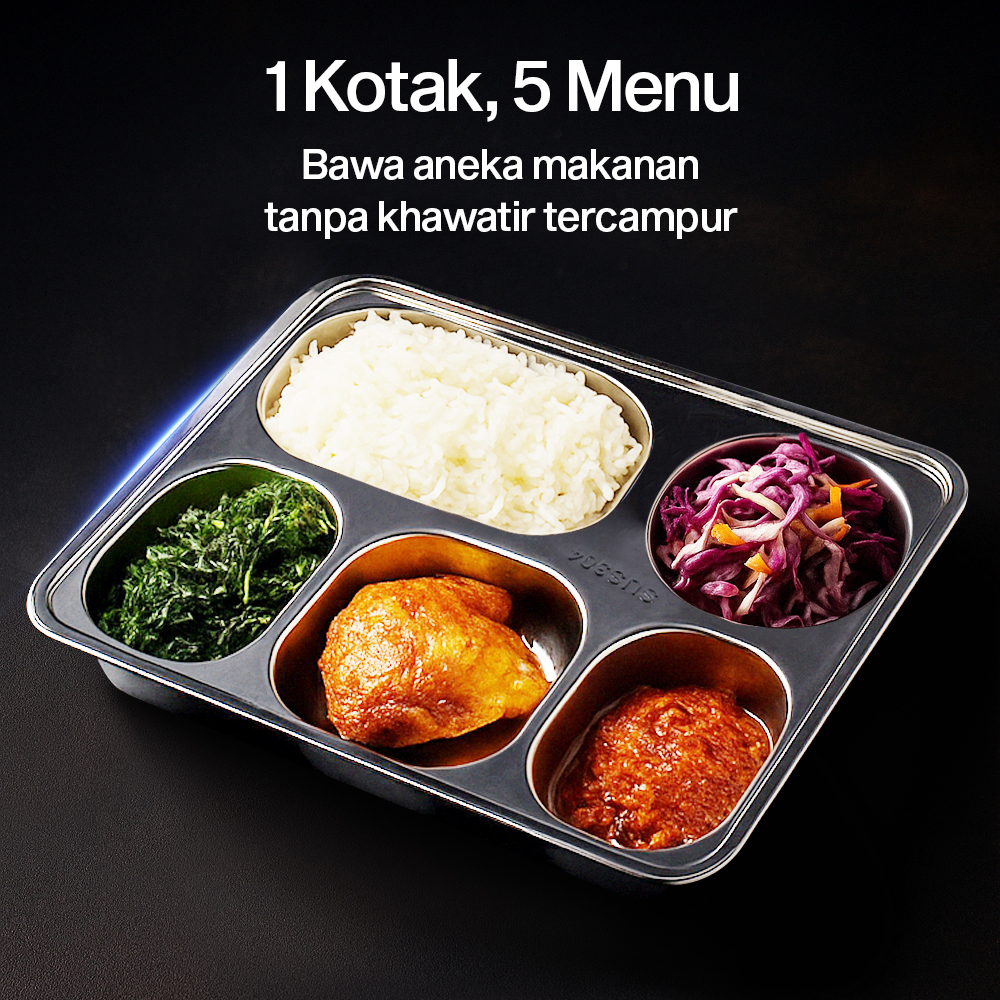 Gambar produk Januel Kotak Makan Fast Food Tray Container Stainless Steel 304 5 Grid - Jn71