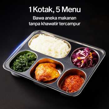 Gambar produk Januel Kotak Makan Fast Food Tray Container Stainless Steel 304 5 Grid - Jn71