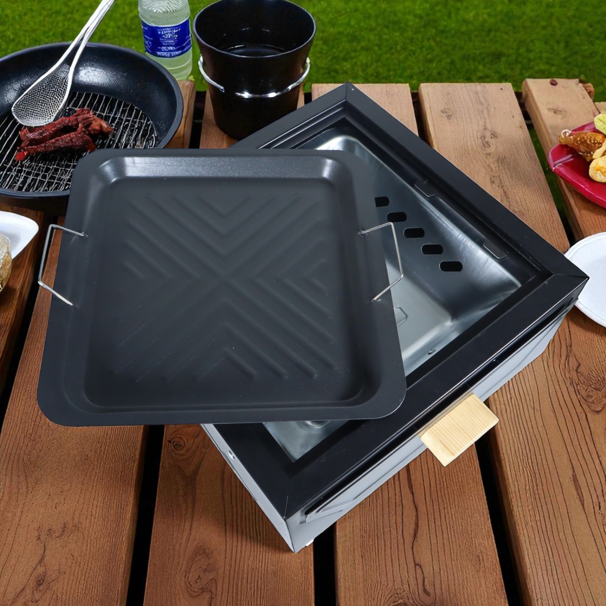 Gambar produk WOODPACK Alat Pemanggang Arang BBQ Outdoor Grill Stove Portable With Frying Pan - sk201