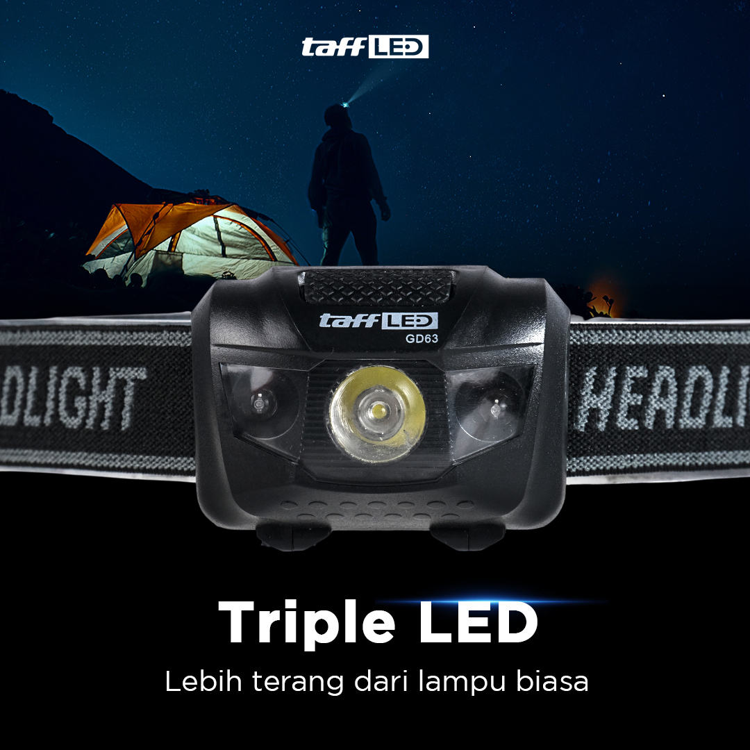 Gambar produk TaffLED Headlamp LED Multifunction Outdoor Lighting 3W - GD63