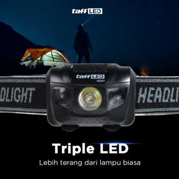 Gambar produk TaffLED Headlamp LED Multifunction Outdoor Lighting 3W - GD63