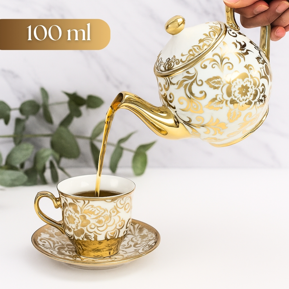 Gambar produk SF Set Cangkir Kopi Keramik 6in1 Electroplating Tea Coffee Cup 100ml B - SF141