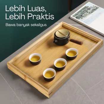 Gambar produk NLSLASI Tatakan Nampan Gelas Cangkir Teh Chinese Bamboo Tea Tray - NL30