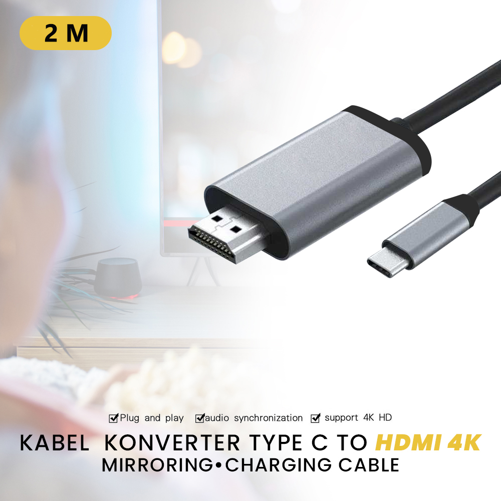 Gambar produk TH Kabel Video Konverter USB Type C to HDMI 4K 2M - TH02