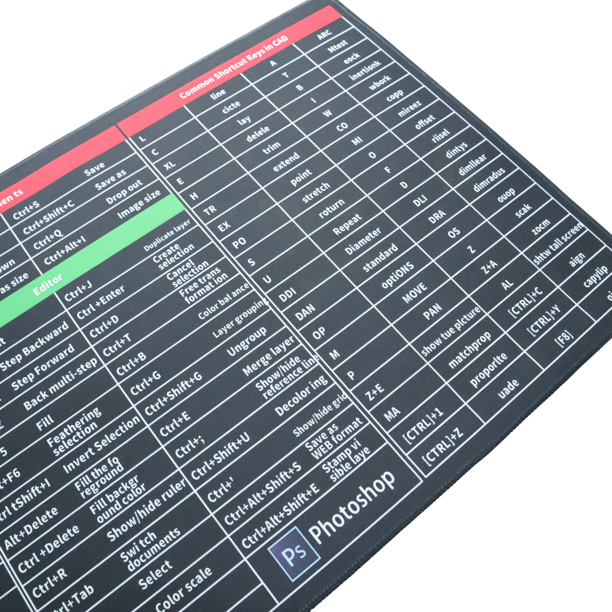 Gambar produk Mousey Office Mouse Pad Desk Mat Motif Keyboard Shortcuts Anti Slip 400x900x2mm - MOS002