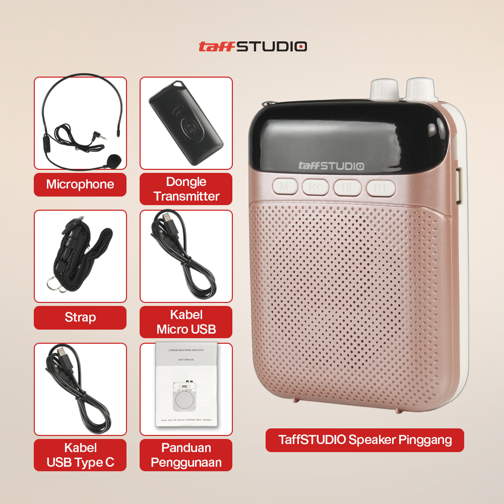 Gambar produk TaffSTUDIO Speaker Pinggang Bluetooth Voice Amplifier Wireless 8W - S26