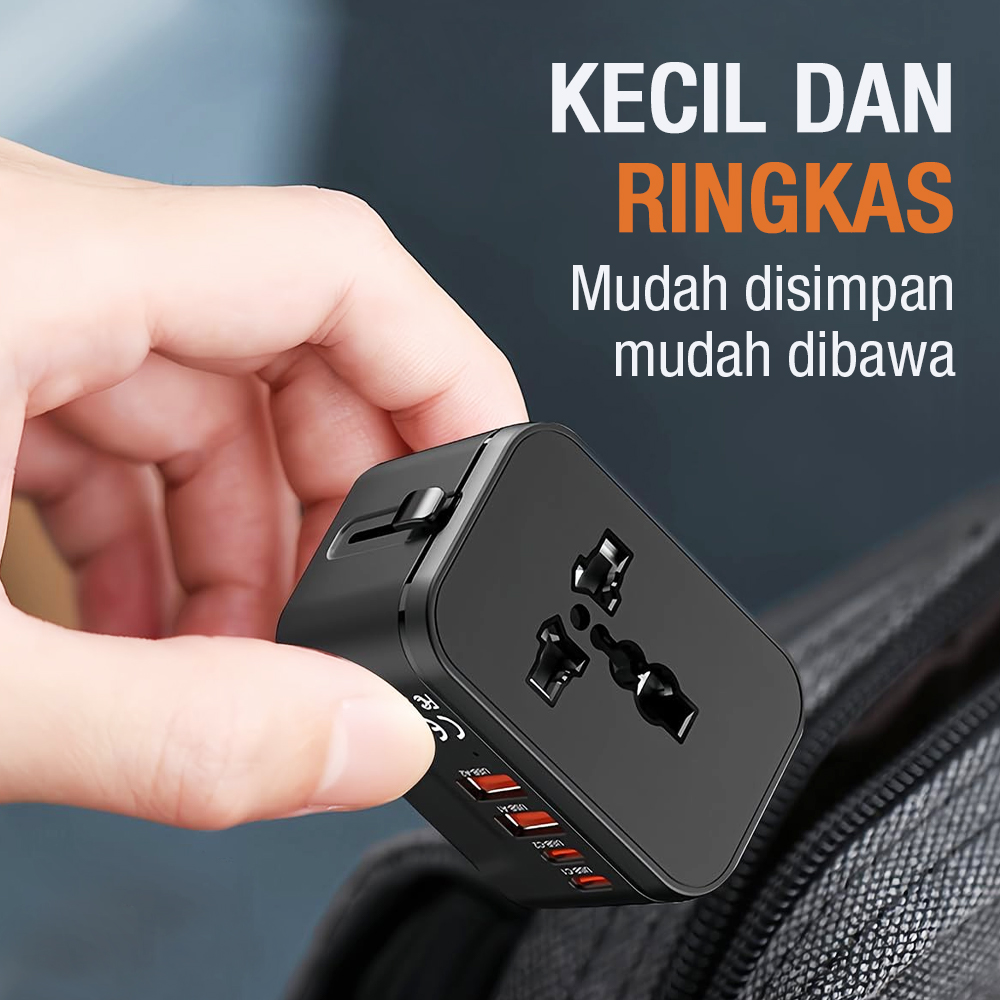 Gambar produk LENCENT Universal Travel Adaptor Multi Port USB Type C UK EU USA 3A - HHT205