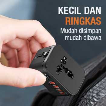 Gambar produk LENCENT Universal Travel Adaptor Multi Port USB Type C UK EU USA 3A - HHT205