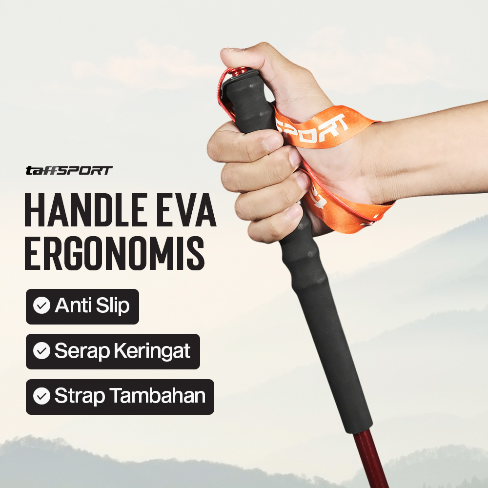 Gambar produk TaffSPORT Tongkat Hiking Lipat Trekking Pole Aluminium Alloy 120 cm - Z1802