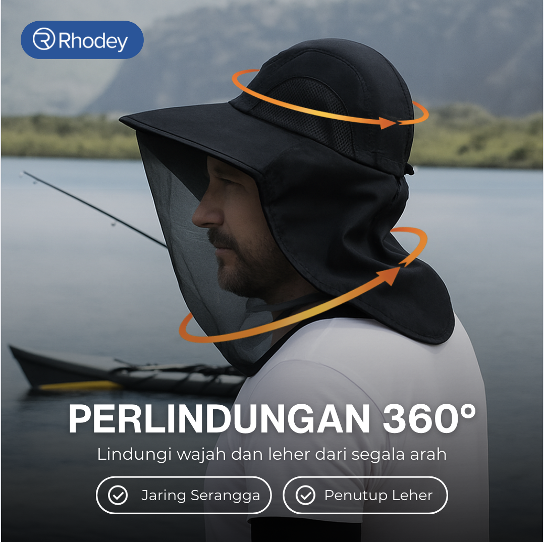 Gambar produk Rhodey Topi Rimba Outdoor Anti Mosquito Neck Flap Boonie Hat Nylon - GL017
