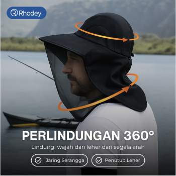 Gambar produk Rhodey Topi Rimba Outdoor Anti Mosquito Neck Flap Boonie Hat Nylon - GL017