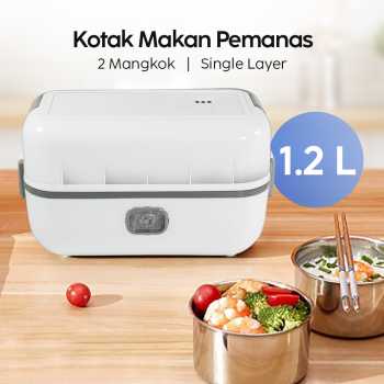 ANYTRP Kotak Makan Pemanas Elektrik Single Layer Lunch Box 2 Bowl 1.2L - DFH-C01